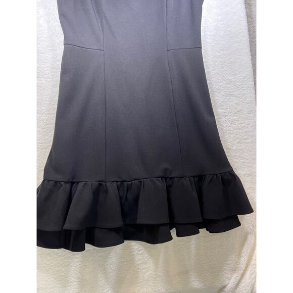 Nanette Lepore Black Tiered Ruffle Hem Off Shoulder Mini Dress Womens 8 - Picture 7 of 14